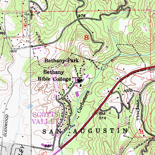 Topographic Map of Bethany Park, CA