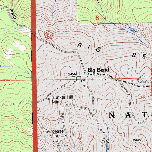Topographic Map of Big Bend, CA