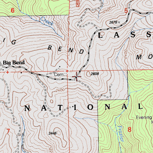 Topographic Map of Big Bend Mountain, CA