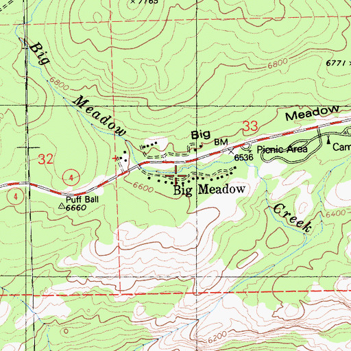 Topographic Map of Big Meadow, CA