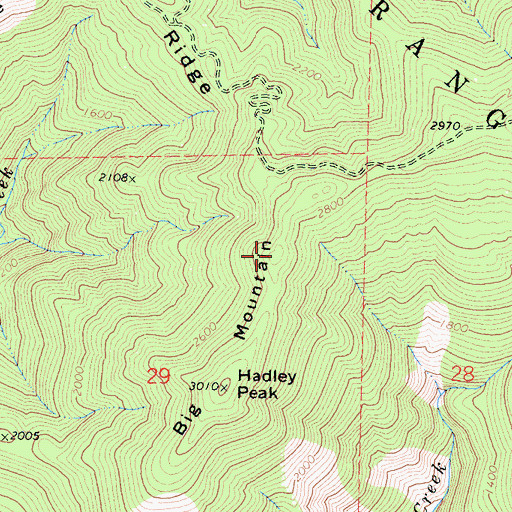 Topographic Map of Big Mountain, CA