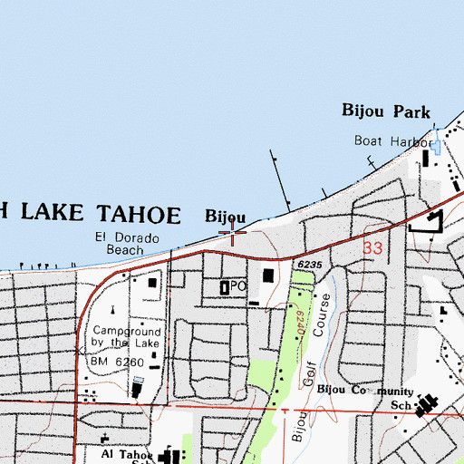 Topographic Map of Bijou, CA