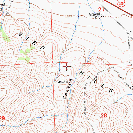 Topographic Map of Bird Hills, CA