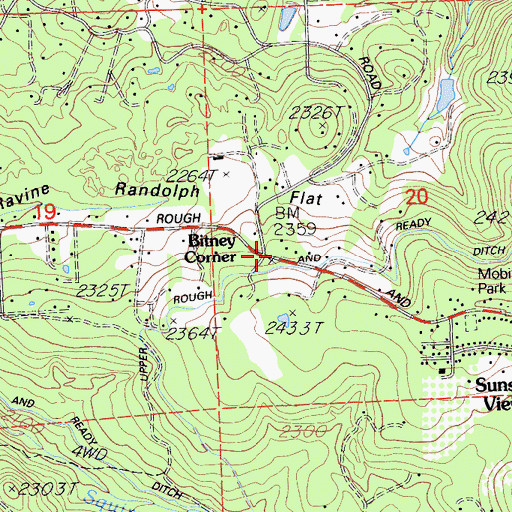Topographic Map of Bitney Corner, CA