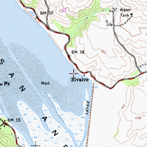 Topographic Map of Bivalve, CA