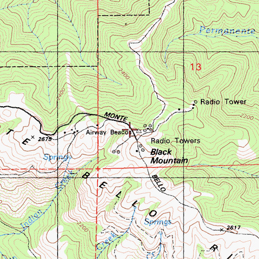 Topographic Map of Black Mountain, CA