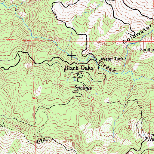 Topographic Map of Black Oaks, CA