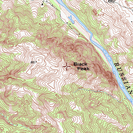 Topographic Map of Black Peak, CA