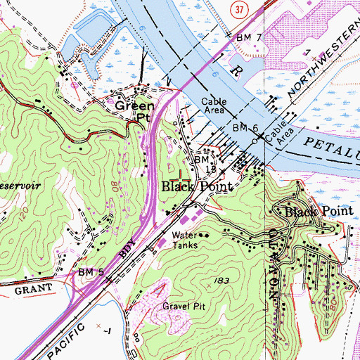 Topographic Map of Black Point, CA