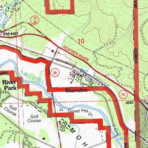 Topographic Map of Blairsden, CA