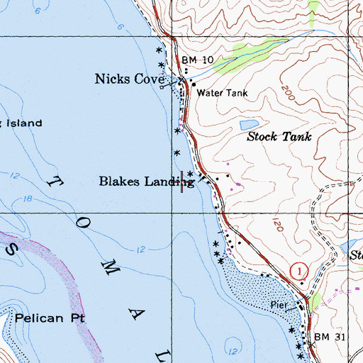 Topographic Map of Blakes Landing, CA