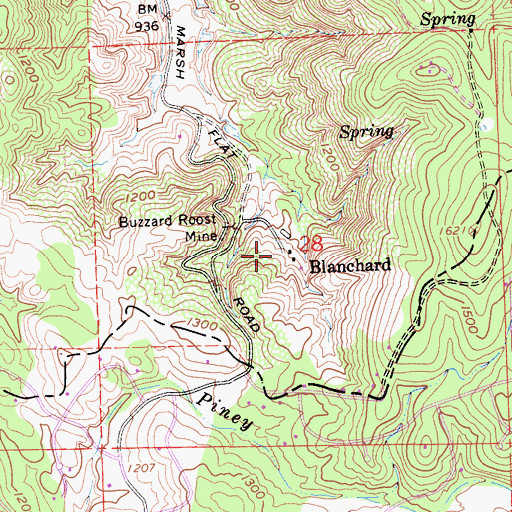 Topographic Map of Blanchard, CA