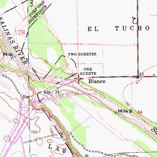 Topographic Map of Blanco, CA