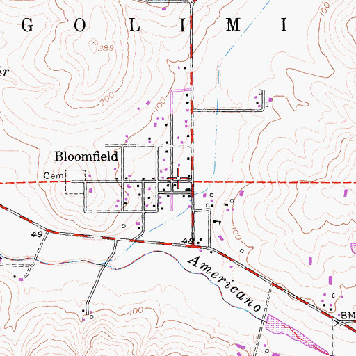 Topographic Map of Bloomfield, CA