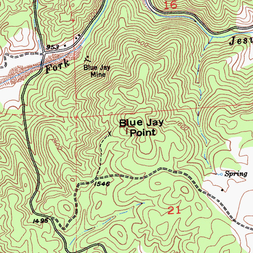 Topographic Map of Blue Jay Point, CA