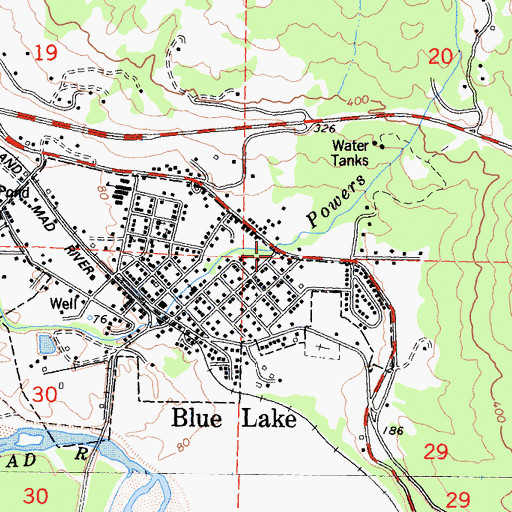 Topographic Map of Blue Lake, CA