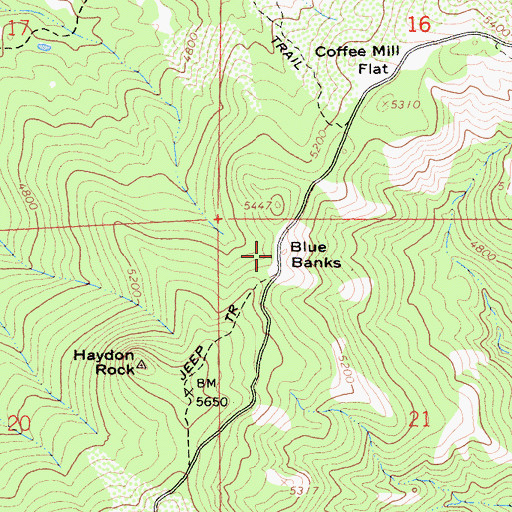 Topographic Map of Blue Rocks, CA