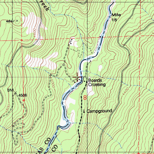 Topographic Map of Boards Crossing, CA