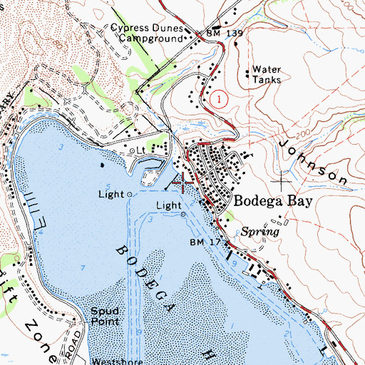 Topographic Map of Bodega Bay, CA