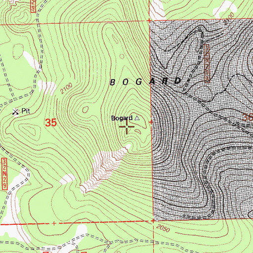 Topographic Map of Bogard Buttes, CA