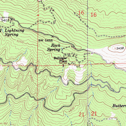 Topographic Map of Bollinger Place, CA
