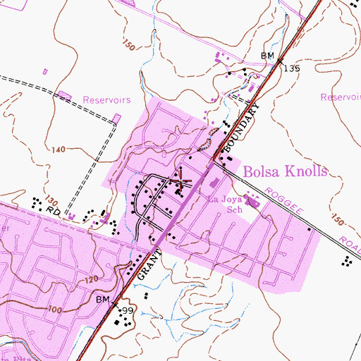 Topographic Map of Bolsa Knolls, CA