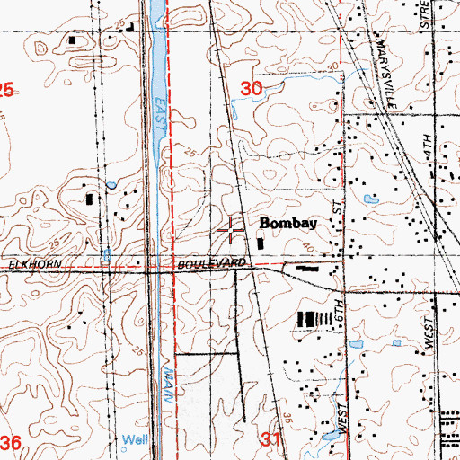 Topographic Map of Bombay, CA