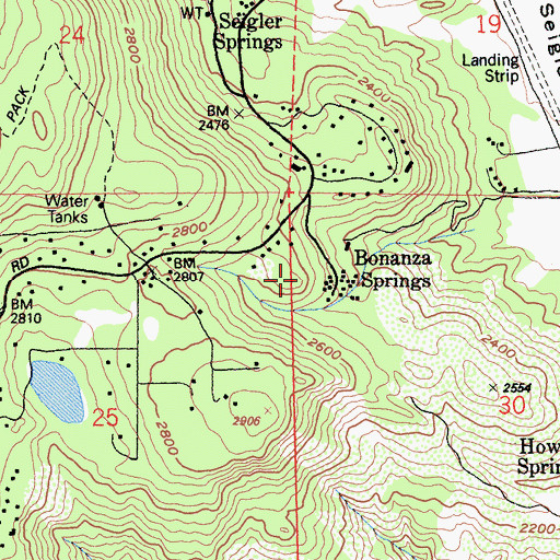 Topographic Map of Bonanza Springs, CA