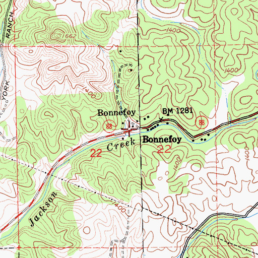 Topographic Map of Bonnefoy, CA