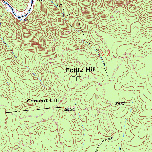 Topographic Map of Bottle Hill, CA