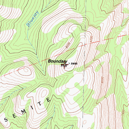 Topographic Map of Boundary Hill, CA