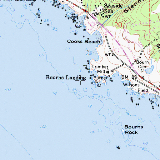 Topographic Map of Bourns Landing, CA