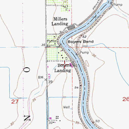 Topographic Map of Boyers Landing, CA