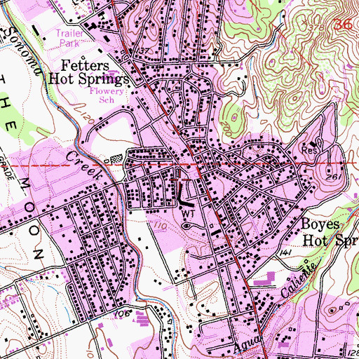 Topographic Map of Boyes Hot Springs, CA