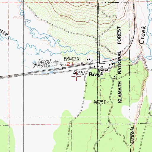 Topographic Map of Bray, CA