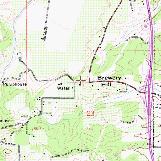 Topographic Map of Brewery Hill, CA