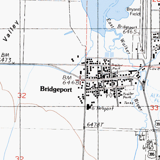 Topographic Map of Bridgeport, CA