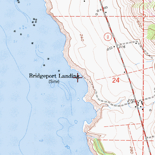 Topographic Map of Bridgeport Landing, CA