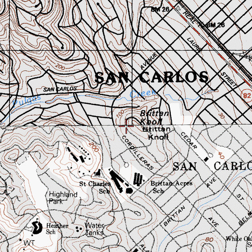 Topographic Map of Brittan Knoll, CA