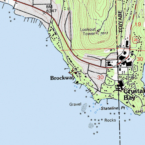 Topographic Map of Brockway, CA