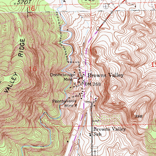 Topographic Map of Browns Valley, CA