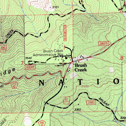 Topographic Map of Brush Creek, CA