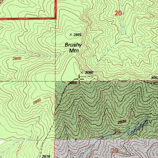 Topographic Map of Brushy Mountain, CA