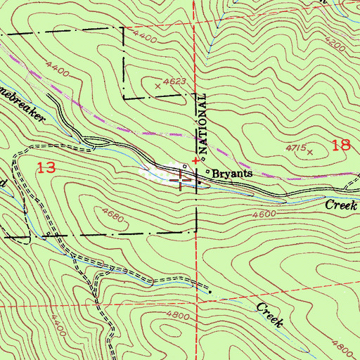 Topographic Map of Bryants, CA