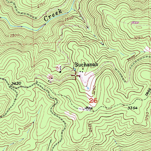Topographic Map of Buchanan, CA