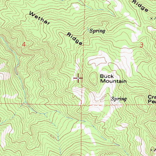 Topographic Map of Buck Mountain, CA