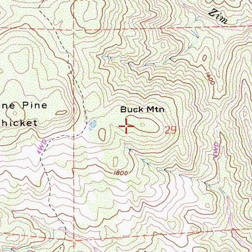 Topographic Map of Buck Mountain, CA