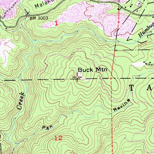 Topographic Map of Buck Mountain, CA