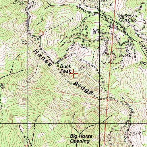 Topographic Map of Buck Peak, CA