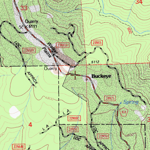 Topographic Map of Buckeye, CA